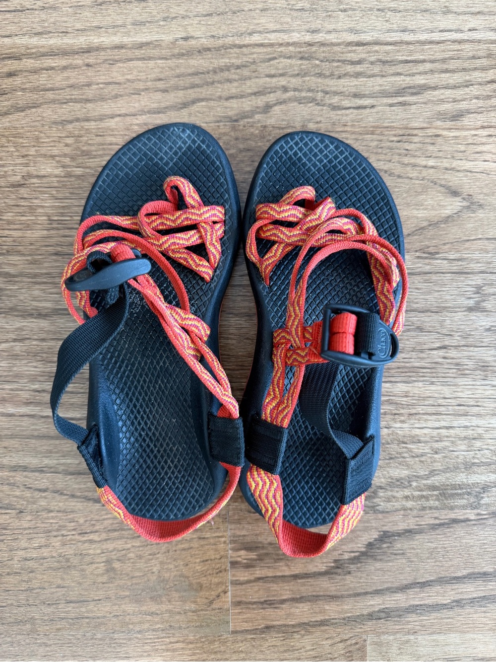 Chaco Women's Sandals Black with Yellow and Orange Straps